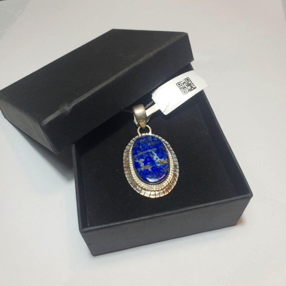 Sodalite Stone Pendant Silver Necklace